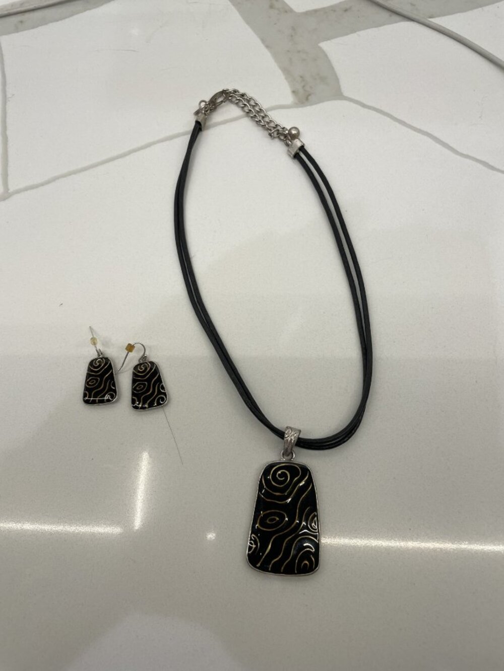 Chicos necklace and earrings set - 16" choker necklace - pierced drop earrings
